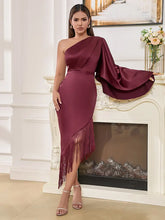Load image into Gallery viewer, Asymmetrical One-Shoulder Tassel Dress