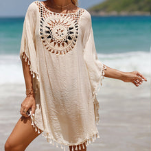 Load image into Gallery viewer, Hand Crochet Loose Fringe Sunflower Beach Blouse Cover Up