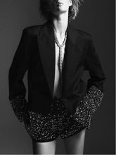 Načíst obrázek do prohlížeče Galerie, Rhinestone-Embellished Twill Jacket Shorts Set