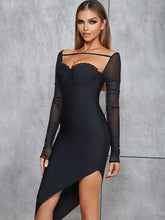 Load image into Gallery viewer, Sexy Bandage High Collar Mesh Dress