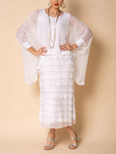 Load image into Gallery viewer, Frayed Trim Tiered Midi Dress