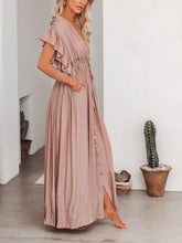 Carica l&#39;immagine nel visualizzatore di Gallery, Button Cotton Linen Perfect Beach Boho Maxi Dress