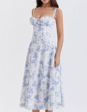 Load image into Gallery viewer, Rose Print Herringbone Slip Dress