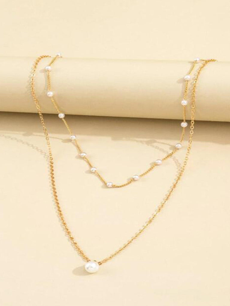 Eve multi strand necklace white mix gold