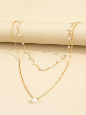 Eve multi strand necklace white mix gold