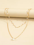 Eve multi strand necklace white mix gold