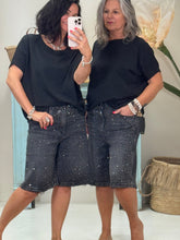 Load image into Gallery viewer, Bermuda Rhinestone Short Jeans