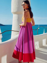 Lataa kuva Galleria-katseluun, Vacation-Style Color Block Spaghetti Strap Dress