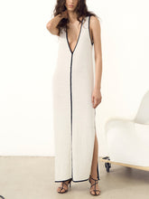 Load image into Gallery viewer, Plunging V Neck Contrast Maxi Dress