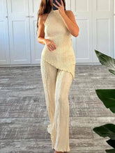 Carica l&#39;immagine nel visualizzatore di Gallery, Sleeveless Halter Top High Waist Casual Wide Leg Trousers Suit