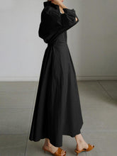 Load image into Gallery viewer, Elegant Pocket Button Lapel Collar Fold Solid Midi Dress