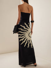 Load image into Gallery viewer, Abstract Sun Print Chest Wrap Hip Midi Dress