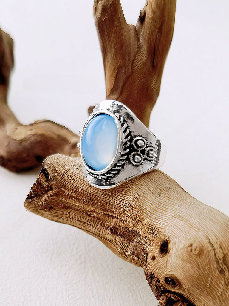 Bague Boho avec pierres précieuses bleues 