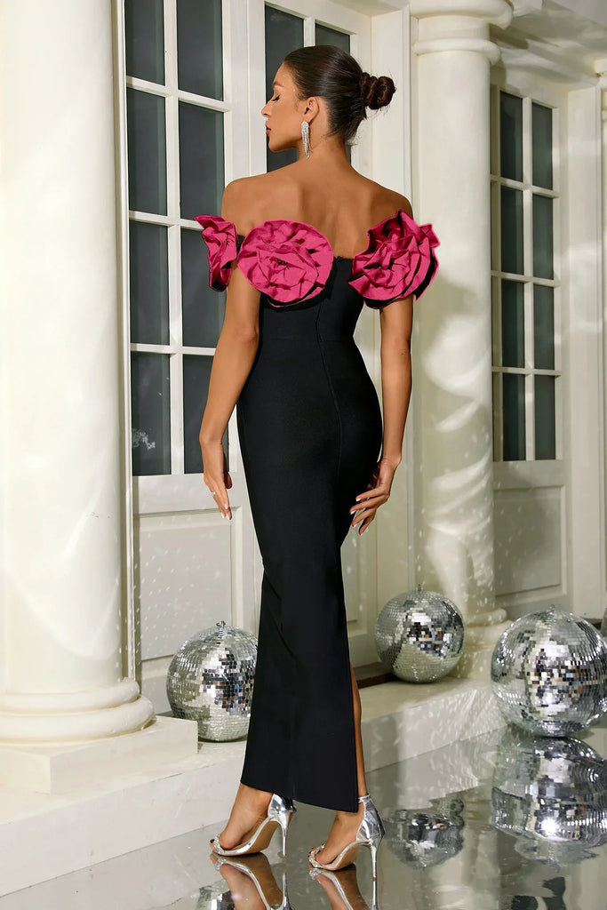 aikergood Anna's Strapless Flower Adorned Midi Dress