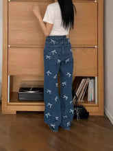 Load image into Gallery viewer, Bow Print Denim Pants