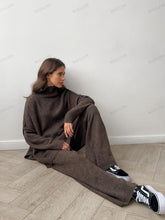 Načíst obrázek do prohlížeče Galerie, Turtleneck Split Sweater Loose Knit Pants Set