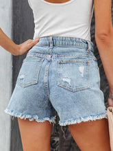 Load image into Gallery viewer, Fringed Denim Shorts