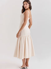 Load image into Gallery viewer, Vintage Low-Waist Midi Dress - Cream Beige