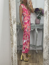 Load image into Gallery viewer, Tie-Dye Deep V Ruched Knotted Maxi Dress