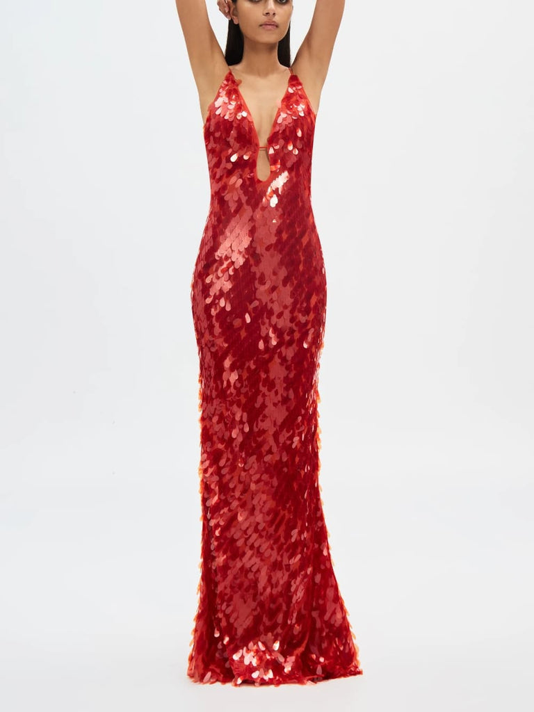 The Red Sapphire Sequin Maxi Dress