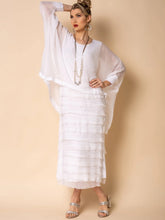 Load image into Gallery viewer, Frayed Trim Tiered Midi Dress