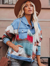 Indlæs billede til gallerivisning Washed Color-Block Denim Jacket