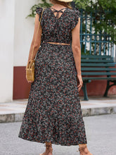 Indlæs billede til gallerivisning Printed Tie Back Cropped Top and Maxi Skirt Set