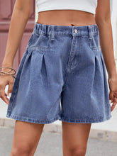 Načíst obrázek do prohlížeče Galerie, Elastic Waist Relaxed Denim Shorts