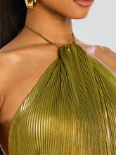 Load image into Gallery viewer, Thalia Metallic Peridot Maxi Dress