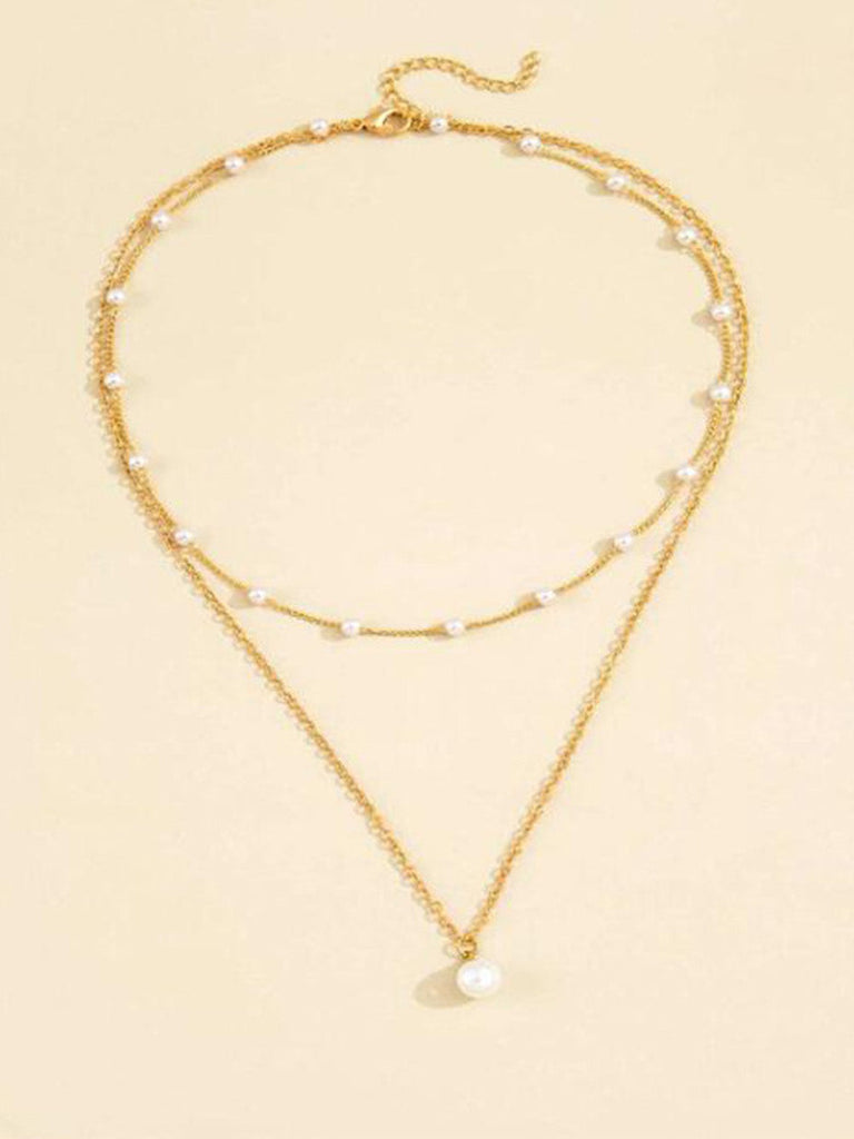 Eve multi strand necklace white mix gold