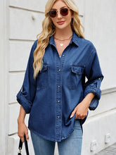 Carica l&#39;immagine nel visualizzatore di Gallery, Adjustable Sleeve Loose Denim Shirt
