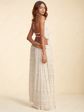 Laden Sie das Bild in den Galerie-Viewer, Charm Pleated Drawstring Waist Tiered Maxi Skirt