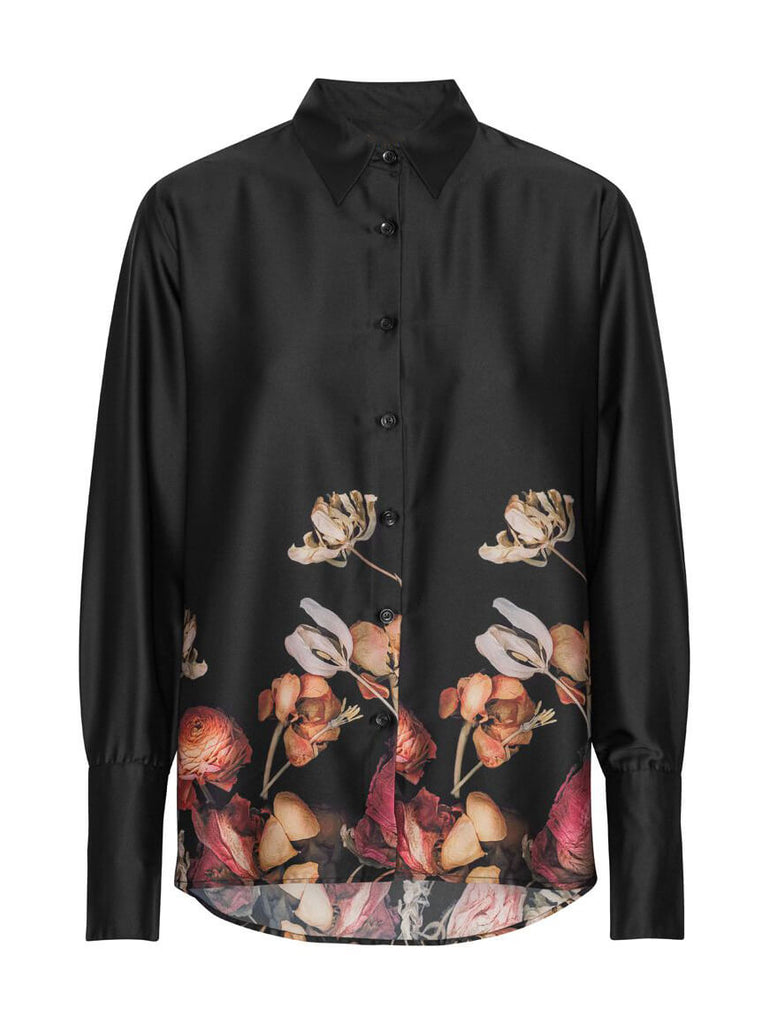 Exquisite floral print loose shirt