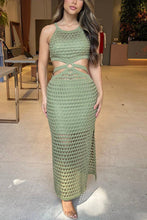 Indlæs billede til gallerivisning Stunning Gaze Knit Texture Ring Side Waist Cutout Stretch Maxi Dress