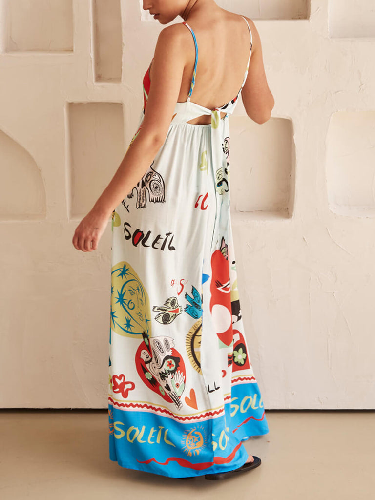 Refined Sensation Satin Unique Print Maxi Dress