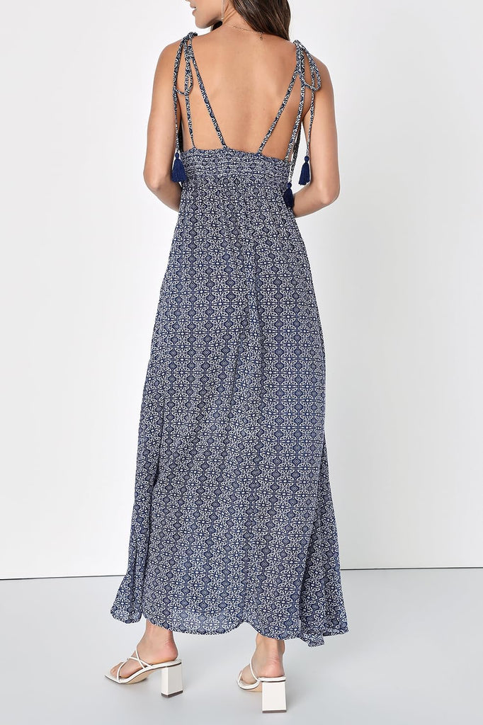 Field Day Spaghetti Tie-Straps Casual Summer Maxi Dress