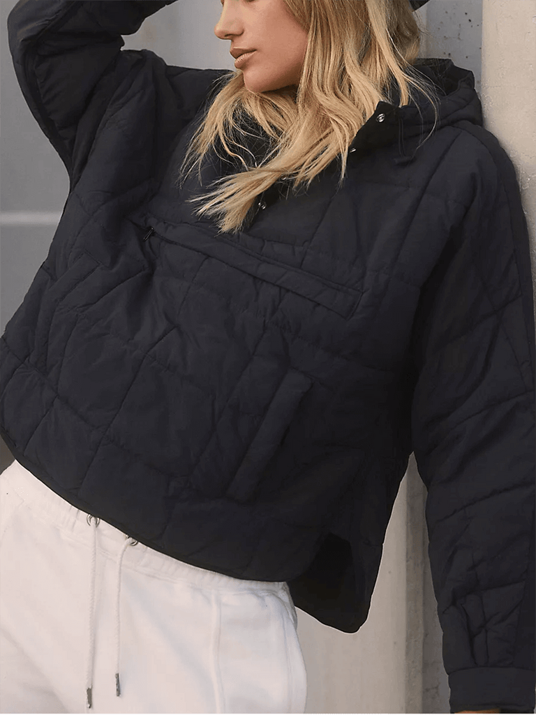 Pullover Hoodies Quilted Dolman Long Sleeve Coat