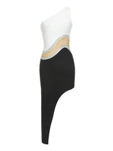 Lataa kuva Galleria-katseluun, Black-White Strapless Bodycon Dress
