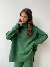 Načíst obrázek do prohlížeče Galerie, Turtleneck Split Sweater Loose Knit Pants Set