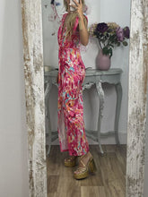 Load image into Gallery viewer, Tie-Dye Deep V Ruched Knotted Maxi Dress