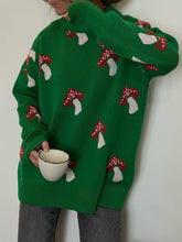 Load image into Gallery viewer, Mushroom Pattern Contrast Pullover Sweater