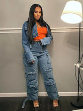 Load image into Gallery viewer, Trendy Multi-Pocket Workwear Denim