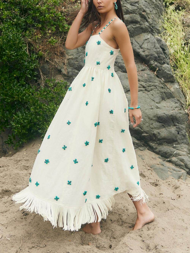 Unique And Modern Fringe Stitching Floral Maxi Dress