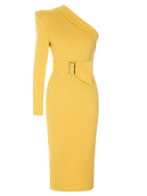 Load image into Gallery viewer, Asymmetrical One-Shoulder Belted Dress