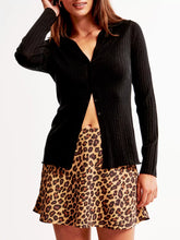 Load image into Gallery viewer, Leopard Mini Skort &amp; Cable Knit Sweater Set