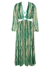 Görseli Galeri görüntüleyiciye yükleyin, V-Neck Floral Lantern Sleeve Dress