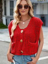Load image into Gallery viewer, V-Neck Buttoned Knit Vest