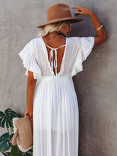 Carica l&#39;immagine nel visualizzatore di Gallery, Button Cotton Linen Perfect Beach Boho Maxi Dress