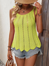 Laden Sie das Bild in den Galerie-Viewer, Tied Openwork Scoop Neck Sleeveless Tank