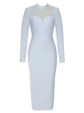 Load image into Gallery viewer, Mesh Panel Long-Sleeve Bandage Dress